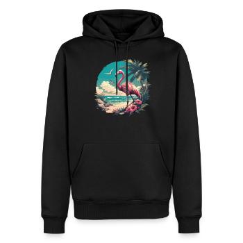 Flamants roses Flamant rose - Sweat à capuche Premium bio Homme - noir - Devant - Nico (187cm)