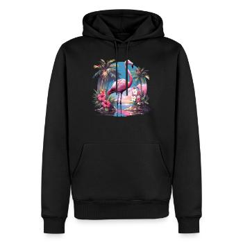 Flamants roses Flamant rose - Sweat à capuche Premium bio Homme - noir - Devant - Nico (187cm)