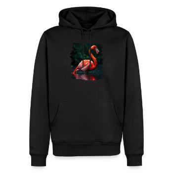 Flamants roses Flamant rose - Sweat à capuche Premium bio Homme - noir - Devant - Nico (187cm)