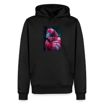 Flamants roses Flamant rose - Sweat à capuche Premium bio Homme - noir - Devant - Nico (187cm)