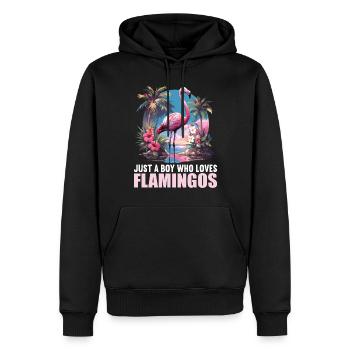 Flamants roses Flamant rose - Sweat à capuche Premium bio Homme - noir - Devant - Nico (187cm)