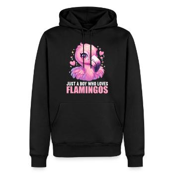 Flamants roses Flamant rose - Sweat à capuche Premium bio Homme - noir - Devant - Nico (187cm)