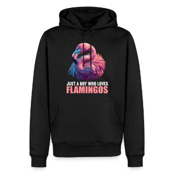 Flamants roses Flamant rose - Sweat à capuche Premium bio Homme - noir - Devant - Nico (187cm)