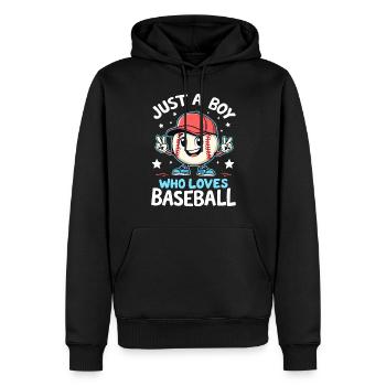 Baseball, Joueur De Baseball, Garçon, Joueur De Baseball - Sweat à capuche Premium bio Homme - noir - Devant - Nico (187cm)