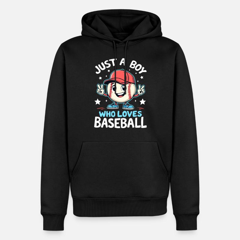 Baseball, Baseballspieler, Junge, Baseballer - Männer Premium Bio Hoodie - Schwarz