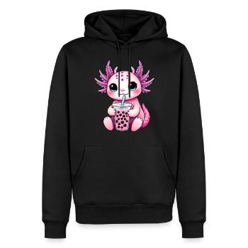 Axolotl Bubble Tea - Männer Premium Bio Hoodie - Schwarz - Vorne - Nico (187cm)