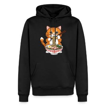 Cat Ramen - Männer Premium Bio Hoodie - Schwarz - Vorne - Nico (187cm)