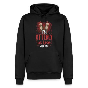 Loutre Jeu de mots Saint-Valentin Je suis - Sweat à capuche Premium bio Homme - noir - Devant - Nico (187cm)