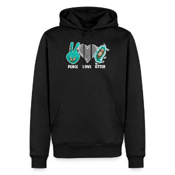 Otter Peace Love Otters - Männer Premium Bio Hoodie - Schwarz - Vorne - Nico (187cm)