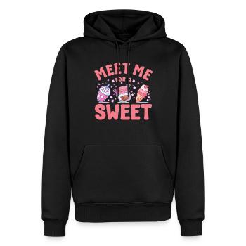 Pastry Lover Meet Me For A Sweet Cute Gift - Männer Premium Bio Hoodie - Schwarz - Vorne - Nico (187cm)
