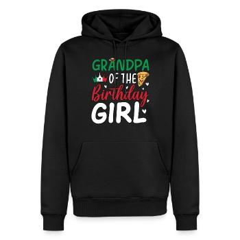 Papi de la fille d’anniversaire - Sweat à capuche Premium bio Homme - noir - Devant - Nico (187cm)