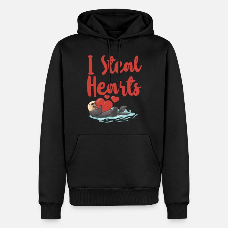 Loutre Saint-Valentin je vole - Sweat à capuche Premium bio Homme - noir
