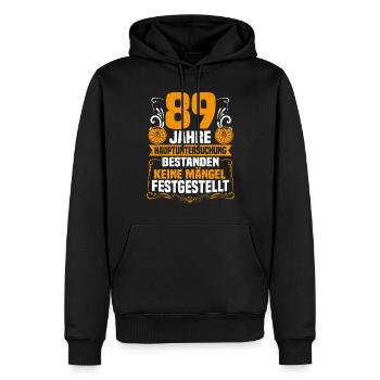 89 Jahre Hauptuntersuchung 89. Geburtstag - Männer Premium Bio Hoodie - Schwarz - Vorne - Nico (187cm)