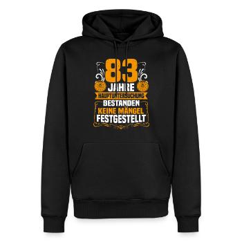83 Jahre Hauptuntersuchung 83. Geburtstag - Männer Premium Bio Hoodie - Schwarz - Vorne - Nico (187cm)