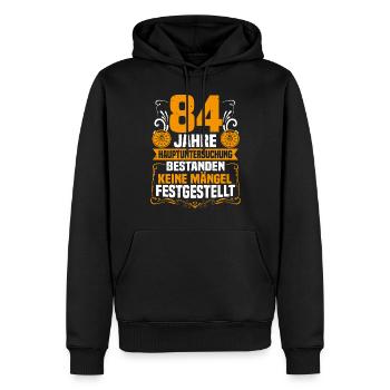 84 Jahre Hauptuntersuchung 84. Geburtstag - Männer Premium Bio Hoodie - Schwarz - Vorne - Nico (187cm)