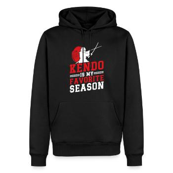 Le kendo est ma saison préférée - Funny Kendo Fighter - Sweat à capuche Premium bio Homme - noir - Devant - Nico (187cm)