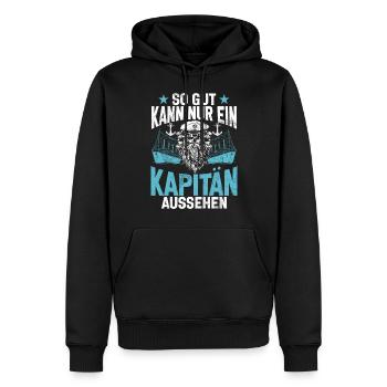 Capitaine à voile Dire bateau Voilier Capitaine - Sweat à capuche Premium bio Homme - noir - Devant - Nico (187cm)