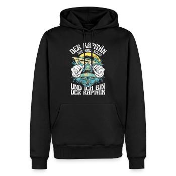 Capitaine à voile Dire bateau Voilier Capitaine - Sweat à capuche Premium bio Homme - noir - Devant - Nico (187cm)