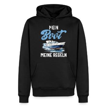 Capitaine à voile Dire bateau Voilier Capitaine - Sweat à capuche Premium bio Homme - noir - Devant - Nico (187cm)