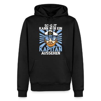 Capitaine à voile Dire bateau Voilier Capitaine - Sweat à capuche Premium bio Homme - noir - Devant - Nico (187cm)