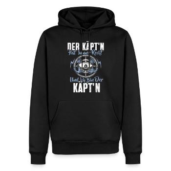 Capitaine à voile Dire bateau Voilier Capitaine - Sweat à capuche Premium bio Homme - noir - Devant - Nico (187cm)