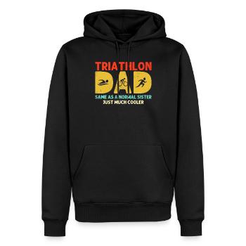 Triathlon Papa Triathlet Retro Marathon Papa - Männer Premium Bio Hoodie - Schwarz - Vorne - Nico (187cm)