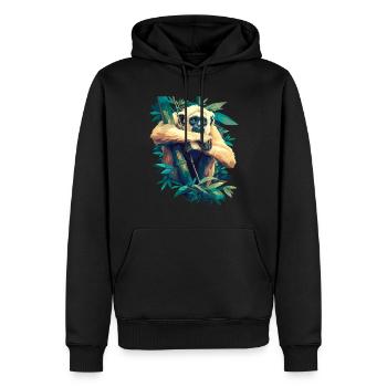 Gibbons Gibbon - Männer Premium Bio Hoodie - Schwarz - Vorne - Nico (187cm)