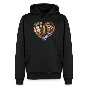 Otter Heart - Männer Premium Bio Hoodie - Schwarz - Vorne - Nico (187cm)