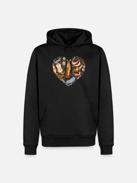 Otter Heart - Men’s Premium Organic Hoodie - black