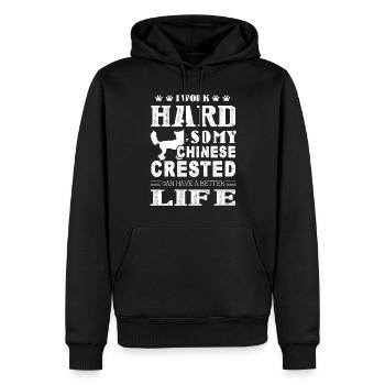 I Work Hard For My Chinese Crested - Men’s Premium Organic Hoodie - black - Front - Nico (187cm)