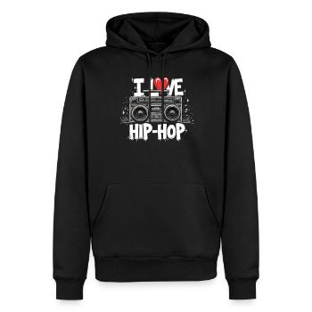 J’aime le hip hop Hip hop Musique hip hop Boombox Rap - Sweat à capuche Premium bio Homme - noir - Devant - Nico (187cm)