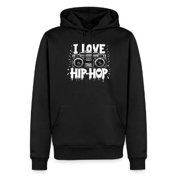 J’aime le hip hop Hip hop Musique hip hop Boombox Rap - Sweat à capuche Premium bio Homme - noir - Devant - Nico (187cm)