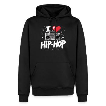 J’aime le hip hop Hip hop Musique hip hop Boombox Rap - Sweat à capuche Premium bio Homme - noir - Devant - Nico (187cm)