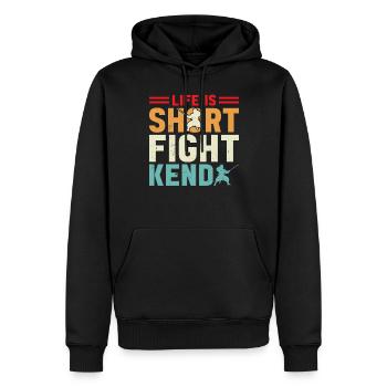 Japanese Kendo Martial Arts - Life is short fight - Männer Premium Bio Hoodie - Schwarz - Vorne - Nico (187cm)