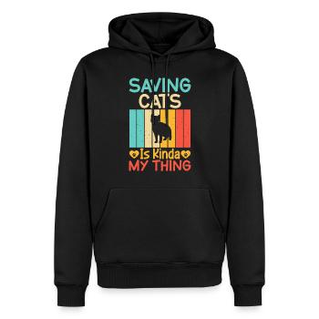 Cadeaux de sauvetage de chat - Sweat à capuche Premium bio Homme - noir - Devant - Nico (187cm)