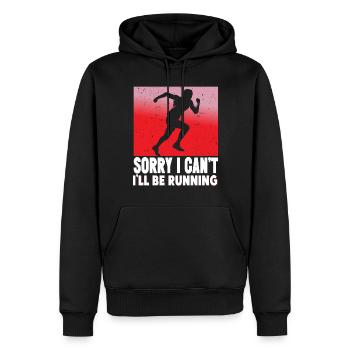 Courir Désolé je ne peux pas, je vais courir un marathon - Sweat à capuche Premium bio Homme - noir - Devant - Nico (187cm)