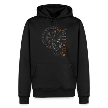 Valhalla Loup Dieux Nordiques Boussole Viking - Sweat à capuche Premium bio Homme - noir - Devant - Nico (187cm)