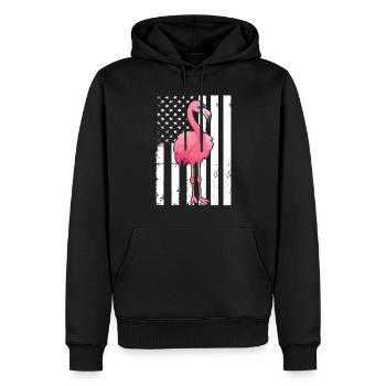 Flamant rose Drapeau américain Oiseau flamant rose - Sweat à capuche Premium bio Homme - noir - Devant - Nico (187cm)