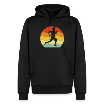 Lustiger Lauf Retro Läufer Athlet Marathon - Männer Premium Bio Hoodie - Schwarz - Vorne - Nico (187cm)