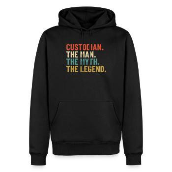 Custodian Der Mann Der Mythos Die Legende Retro - Männer Premium Bio Hoodie - Schwarz - Vorne - Nico (187cm)