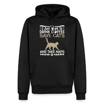 Cadeaux de sauvetage de chat - Sweat à capuche Premium bio Homme - noir - Devant - Nico (187cm)