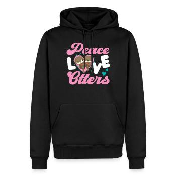 Otter Girl Peace Love Otters - Männer Premium Bio Hoodie - Schwarz - Vorne - Nico (187cm)