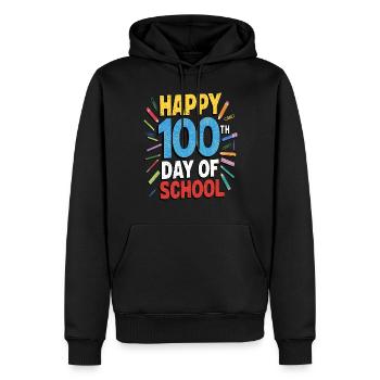 Joyeux 100e jour d’école Coloré Enfants Filles Garçons - Sweat à capuche Premium bio Homme - noir - Devant - Nico (187cm)