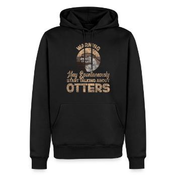 Otter Warning May Spontaneously - Men’s Premium Organic Hoodie - black - Front - Nico (187cm)