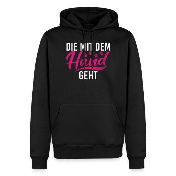 Die Mit Dem Hund Geht Hundebesitzer Hundefreund - Männer Premium Bio Hoodie - Schwarz - Vorne - Nico (187cm)