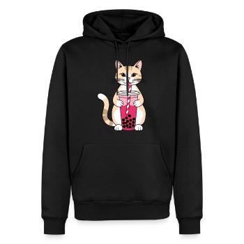 Cat Bubble Tea - Männer Premium Bio Hoodie - Schwarz - Vorne - Nico (187cm)