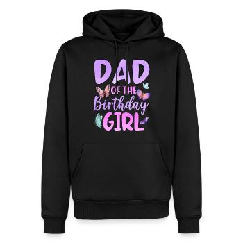 Papa de la fille d’anniversaire - Sweat à capuche Premium bio Homme - noir - Devant - Nico (187cm)