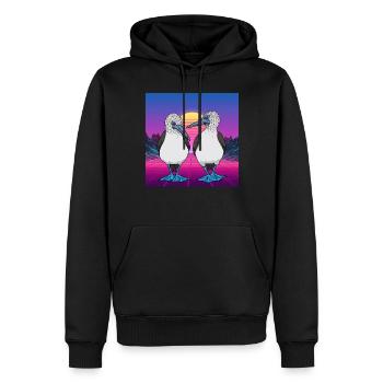 Vaporwave Seabirds Blue-footed Booby Bird - Männer Premium Bio Hoodie - Schwarz - Vorne - Nico (187cm)