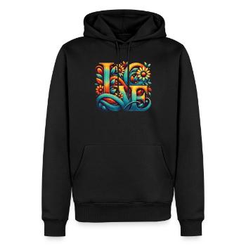 J’aime mon copain et ma copine depuis - Sweat à capuche Premium bio Homme - noir - Devant - Nico (187cm)