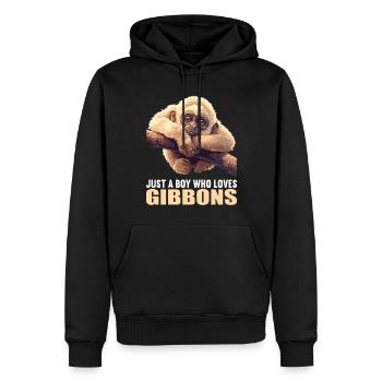 Gibbons Gibbon - Männer Premium Bio Hoodie - Schwarz - Vorne - Nico (187cm)